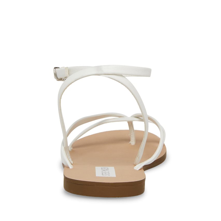 White Steve Madden Amuse Women's Flat Sandals | PH 3687UBH